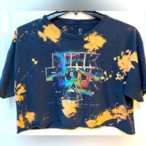 Pink Floyd Black and Tie Dye Orange Crop Tee